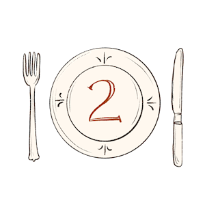 hand-drawn plate and silverware with a number 2 written on the plate