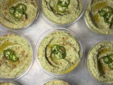 Cilantro Jalepeno Hummus Cilantro Jalapeno Hummus Farms/ local businesses included: Four Elements Farm, Eloisa Organic Farm, Alvarez Organics